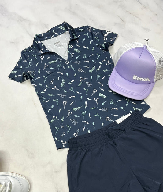 🌴 Polo Puma fleuris : Tissu stretch confo qui ne décolore pas . 6X fille neuf ! Logo Puma blanc sur une manche .