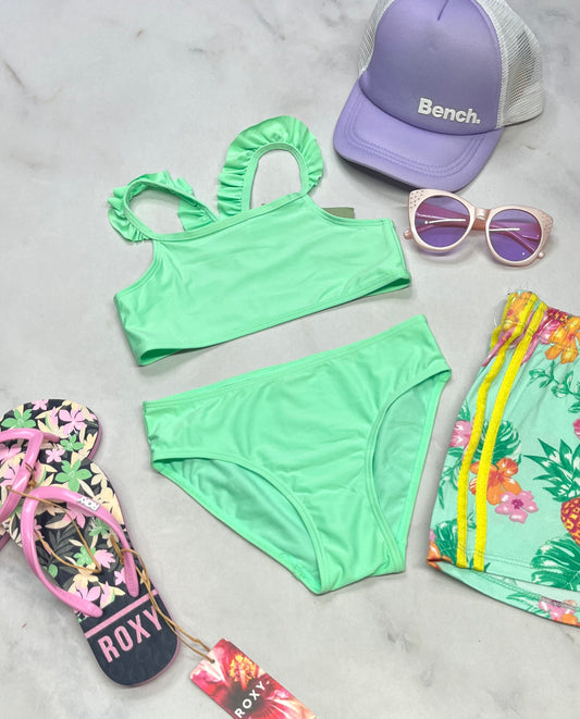 💦 Maillot : vert 2 pièces . 6x fille neuf !