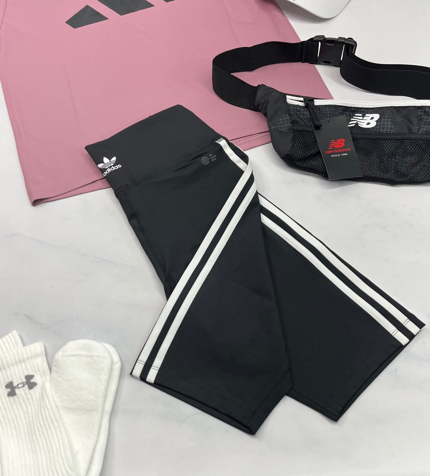 💕 Cuissard Adidas : tissu de sport taille haute neuf ! M/ femme fit stretch .