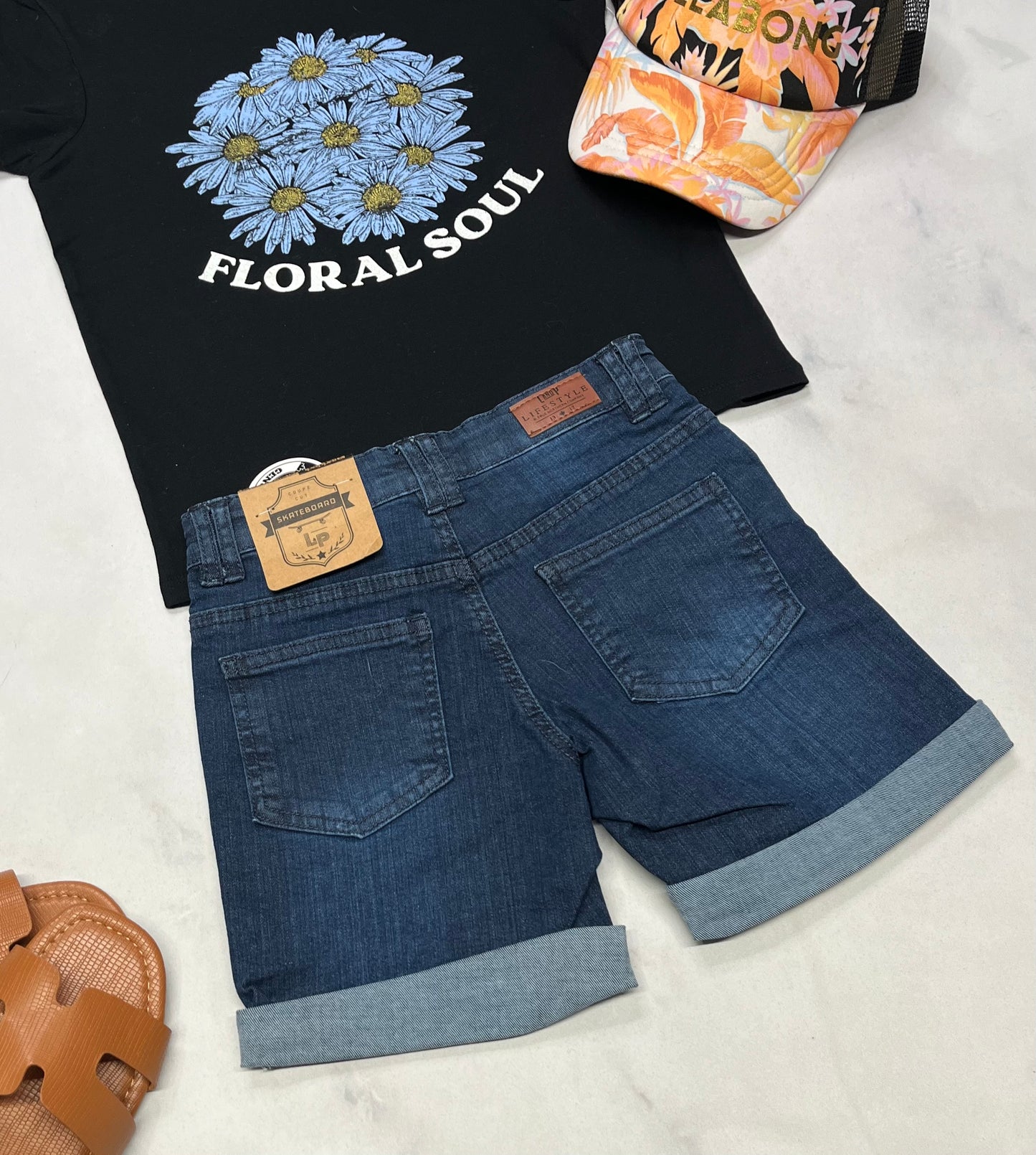 💙Short jeans : LP stretch confo fait 7 ans fille ajustable neuve.