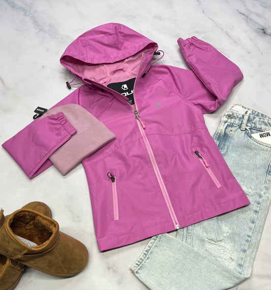 🌸 Manteau Liquid: Coupe vent tissu imperméable filet intérieur comme neuf ! 6 ans ( peu faire 6X) fille .