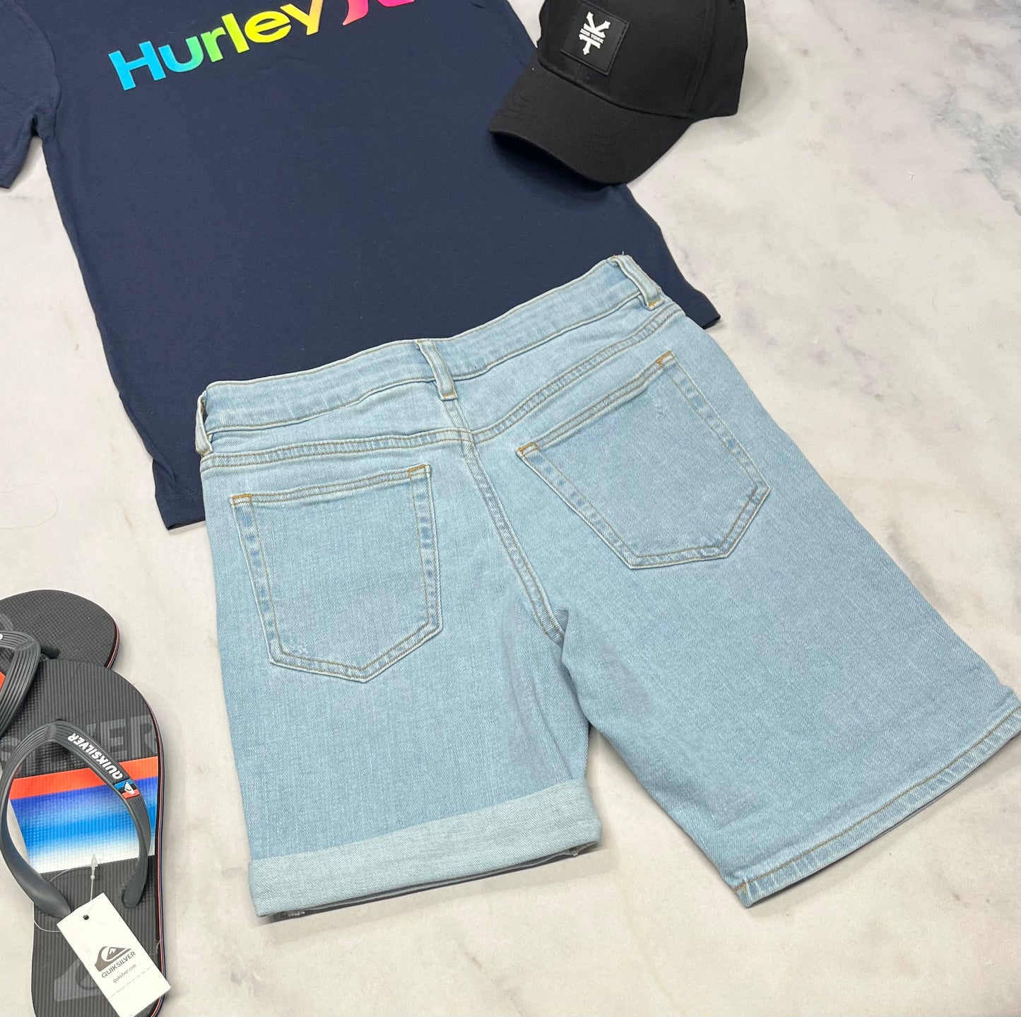 💙 Bermuda Jeg. Jeans : ultra mou et stretch 8-10 ans garçon . Taille ajustable neuf !