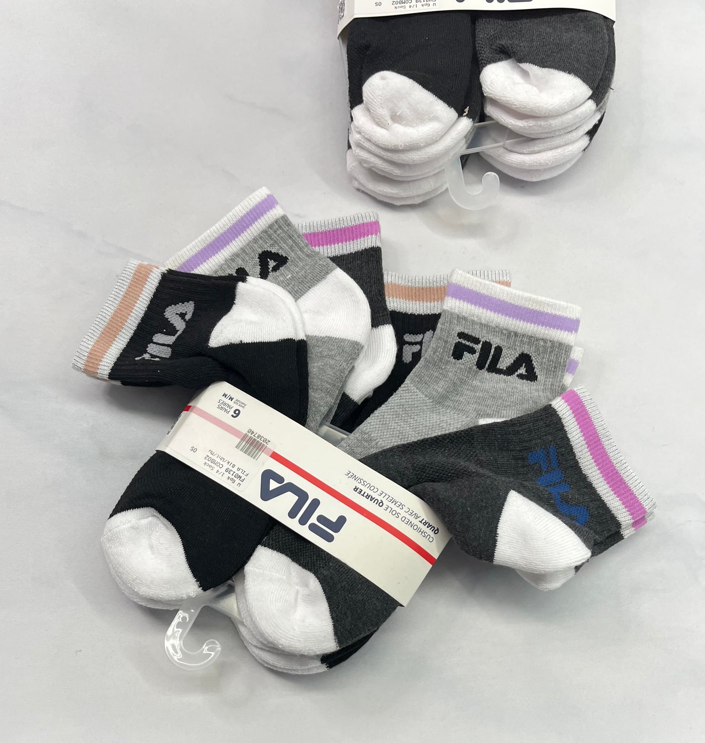 🤩 2x lots de : 6 paires de bas Fila neuf ! Bas coussiné Gr: pointure(6-10) femme . Neuf !