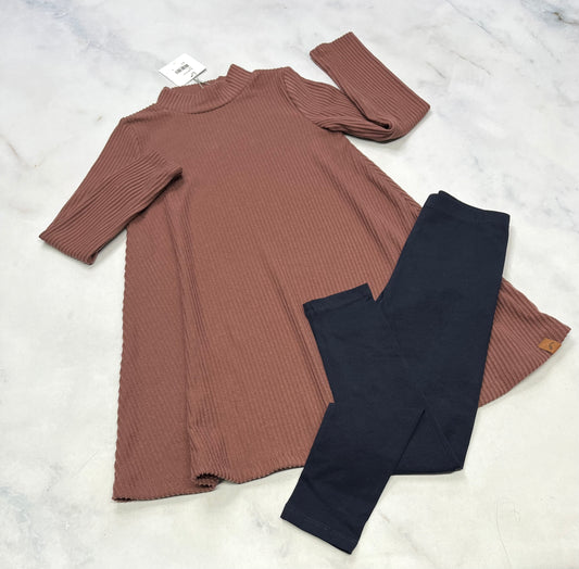 Duo Robe : Texturé douce stretch neuve ! Couleur vieux rose 6 ans + Leg. Marine 5-6 ans long neuf!