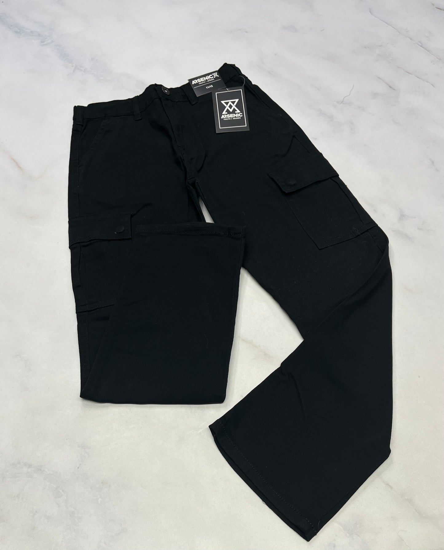 Pantalon cargo : noir Arsenic : mou confo neuf! 11-12 ans