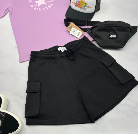 💕 Short en ouaté : cargo noir ; douce à l’intérieur fait XS/ 3 ans femme neuve .