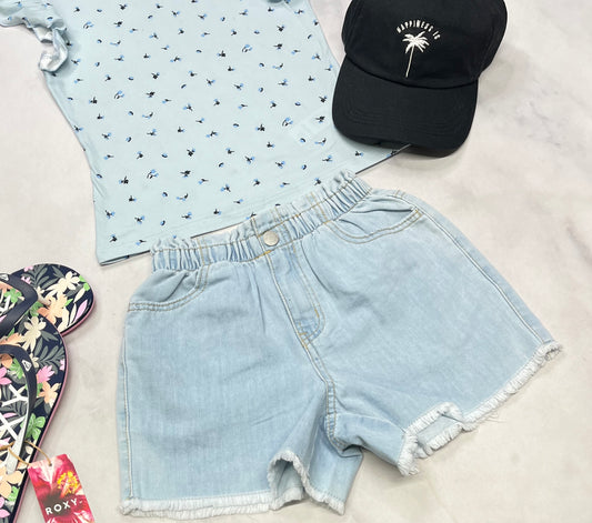 🩵 Short : jeans ultra molle taille élastique +9-10 ans fille neuve .