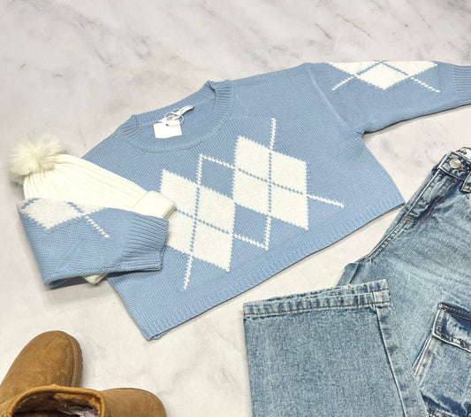 ❄️ Tricot losange : 5-6 ans fille  mi- hanche neuf ! Coupe confo .