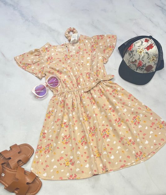 🌻Robe : 6 ans fille fleurie en tissu souple qui ne décolore pas . ✅Inclu le chou pour les cheveux . Taille élastique .