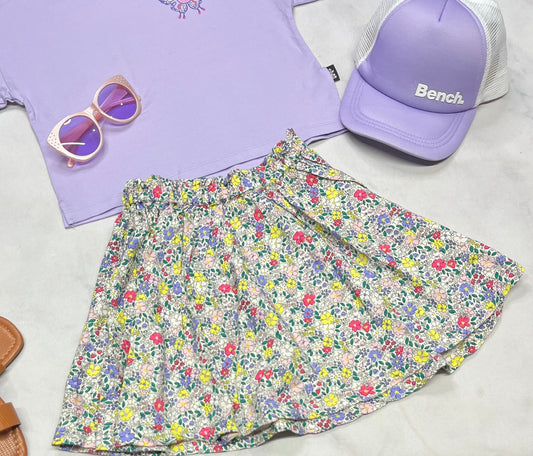 💜 Jupe : fleurie sur taille élastique 5 ans fille neuve .