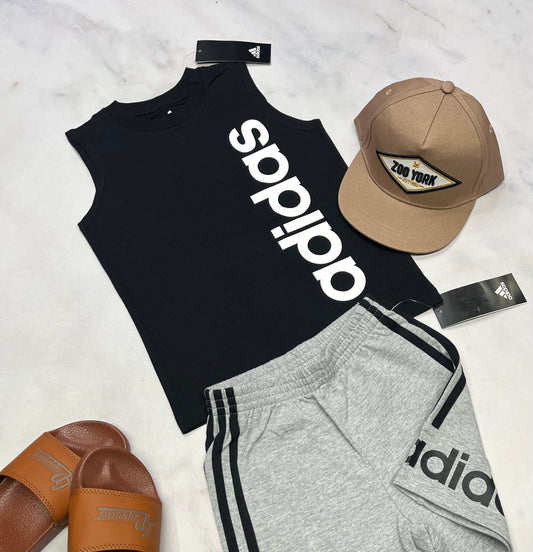 ☀️ Camisole : Adidas noir en coton 4 ans garçon coupe relax neuve !