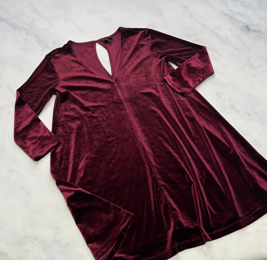 ..Simmons : Robe en velour doux / bourgogne tendance small femme comme neuve .