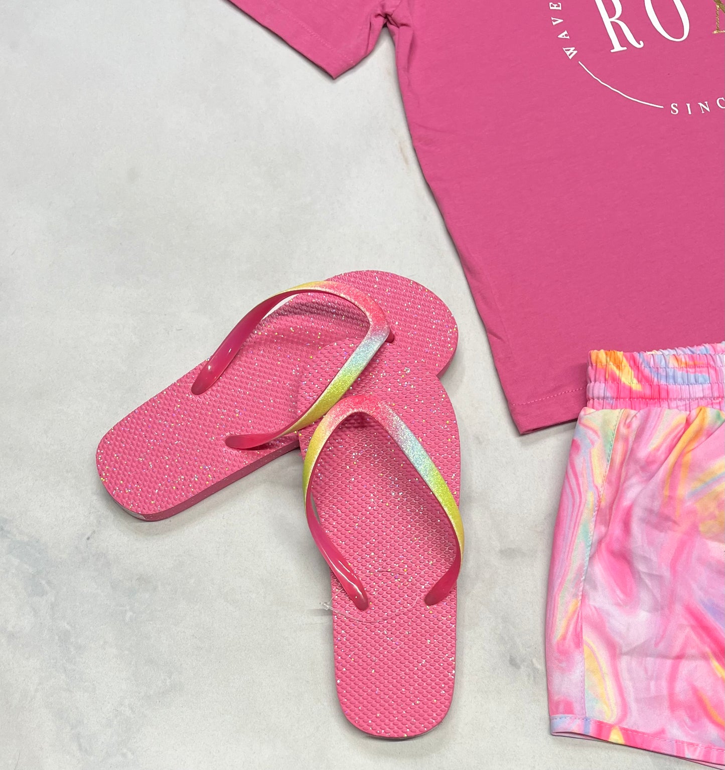 🩷 Flip flop : rose brillant gr: 1-2 junior neuve.
