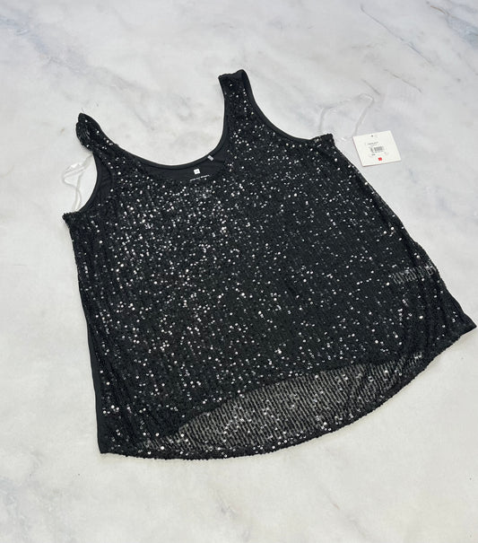 Cami paillettes : noir argenté brillant . Lfit stretch ( ML/ femme ) .