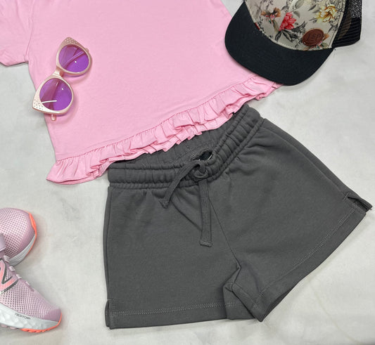 🌸 short : ouaté grise Tag 4 ans taille haute neuve. .