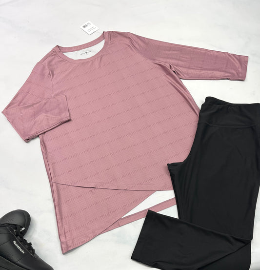 💕Tunique Active Zone:  tissu sport extensible manche 3/4 neuve. L/ femme relax fit  bas neuf !