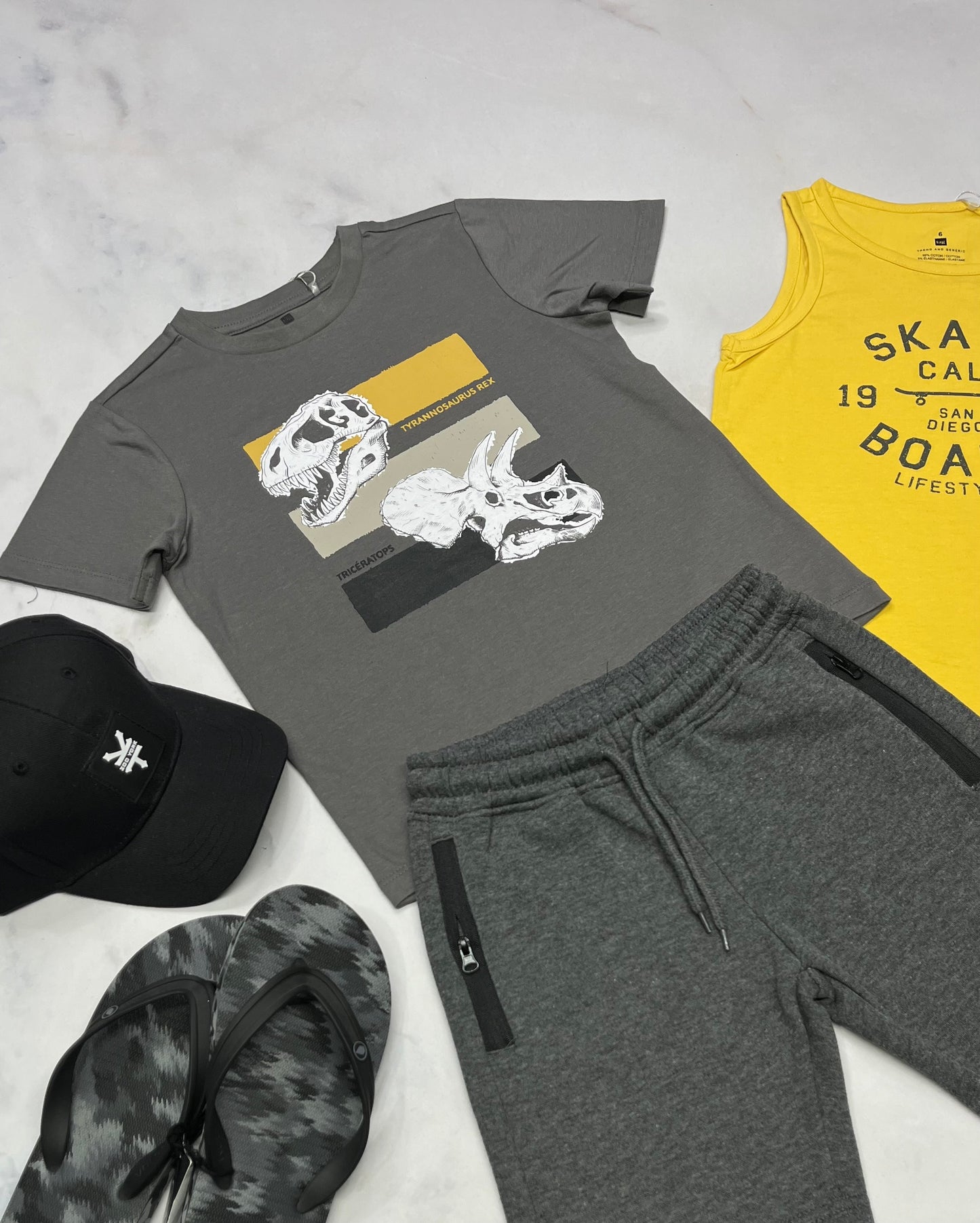 ☀️☀️ Duo : 1x camisole skate 6 ans + 1x t-Shirt dino fait 6 ans neuf !
