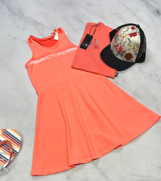 ☀️ Robe corail : en tissu de sport extensible 7 ans fille neuve !