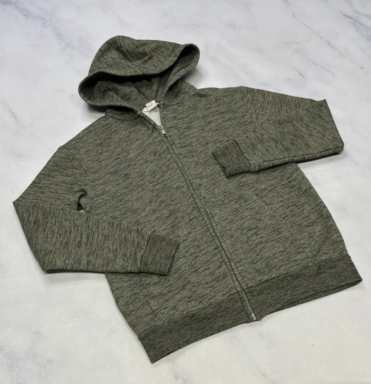 Veste zip: en ouaté doux ( vert et gris) . Comme neuve . + 10 ans