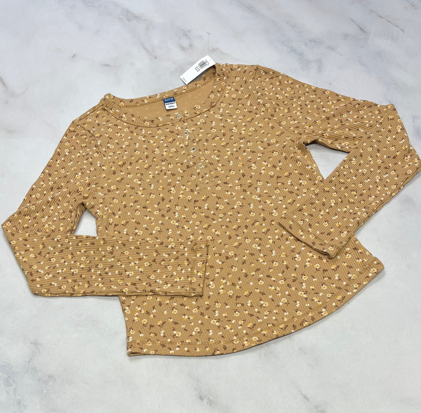 Manche longue : Rib/ texturé moulant fleurit  neuf ! Fait 6-8 et 12-13 ans .