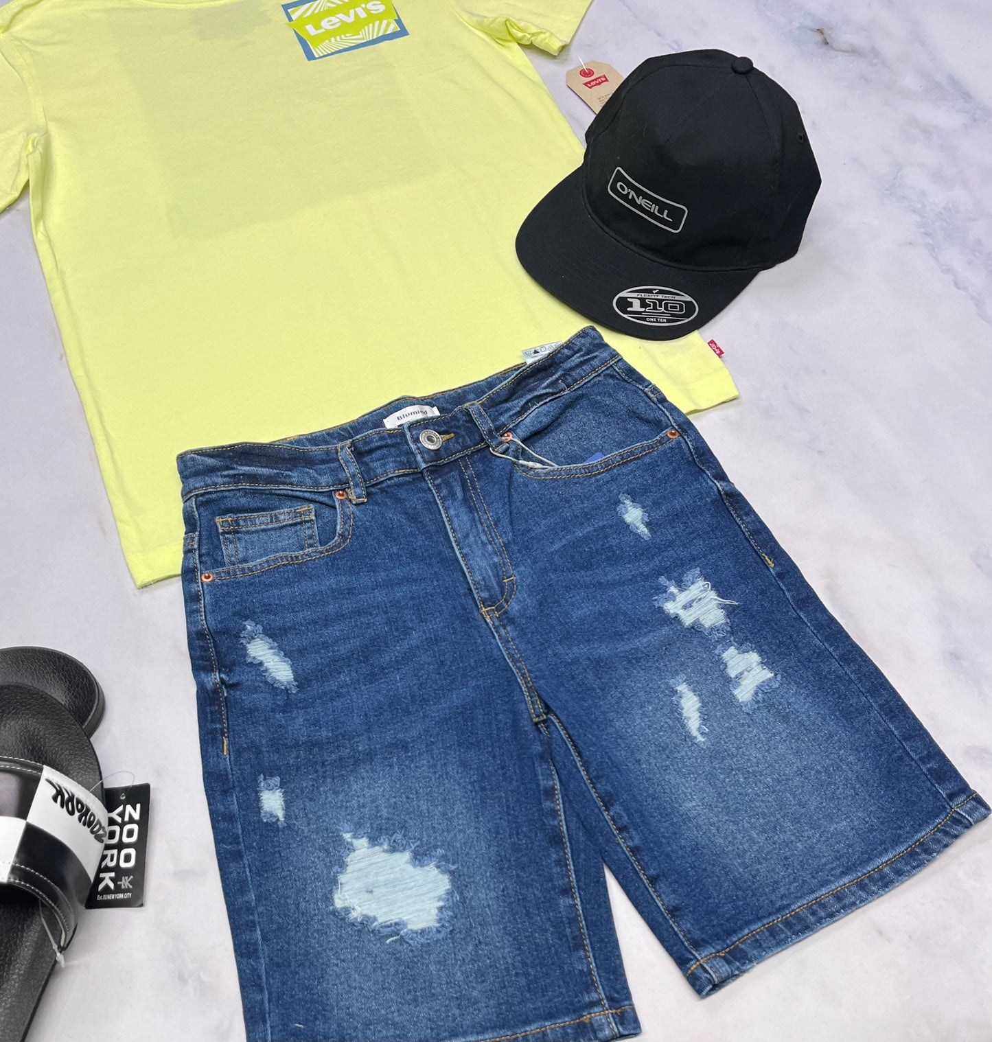 🤩Bermuda : jeans mou Blum 12 ans garçon ajustable neuf !