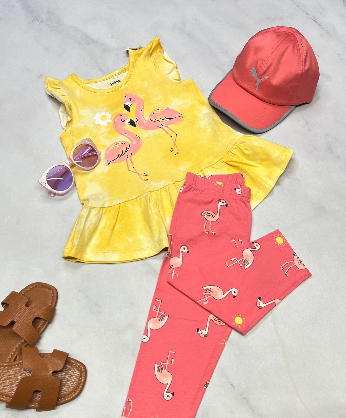 🌴 Ensemble : 2 pièces Pekkle 5 ans neuf ! Cami/ tunique + legging 3quart .