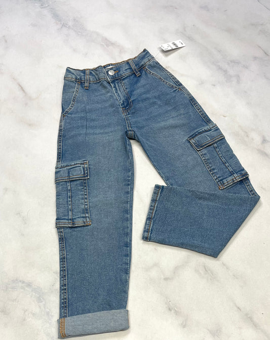 Jeans : Cargo fille 6 ans : taille haute / stretch confo .