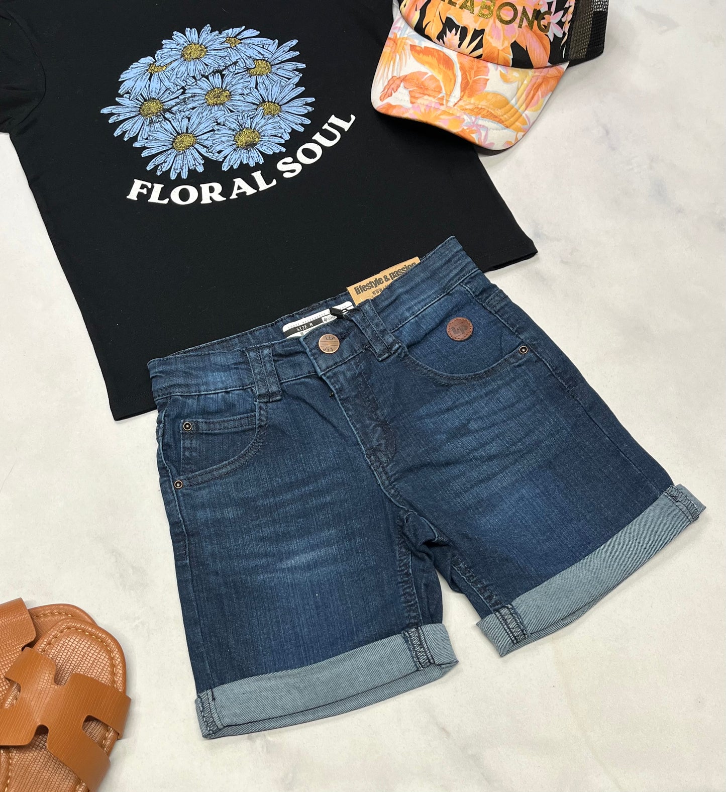 💙Short jeans : LP stretch confo fait 7 ans fille ajustable neuve.