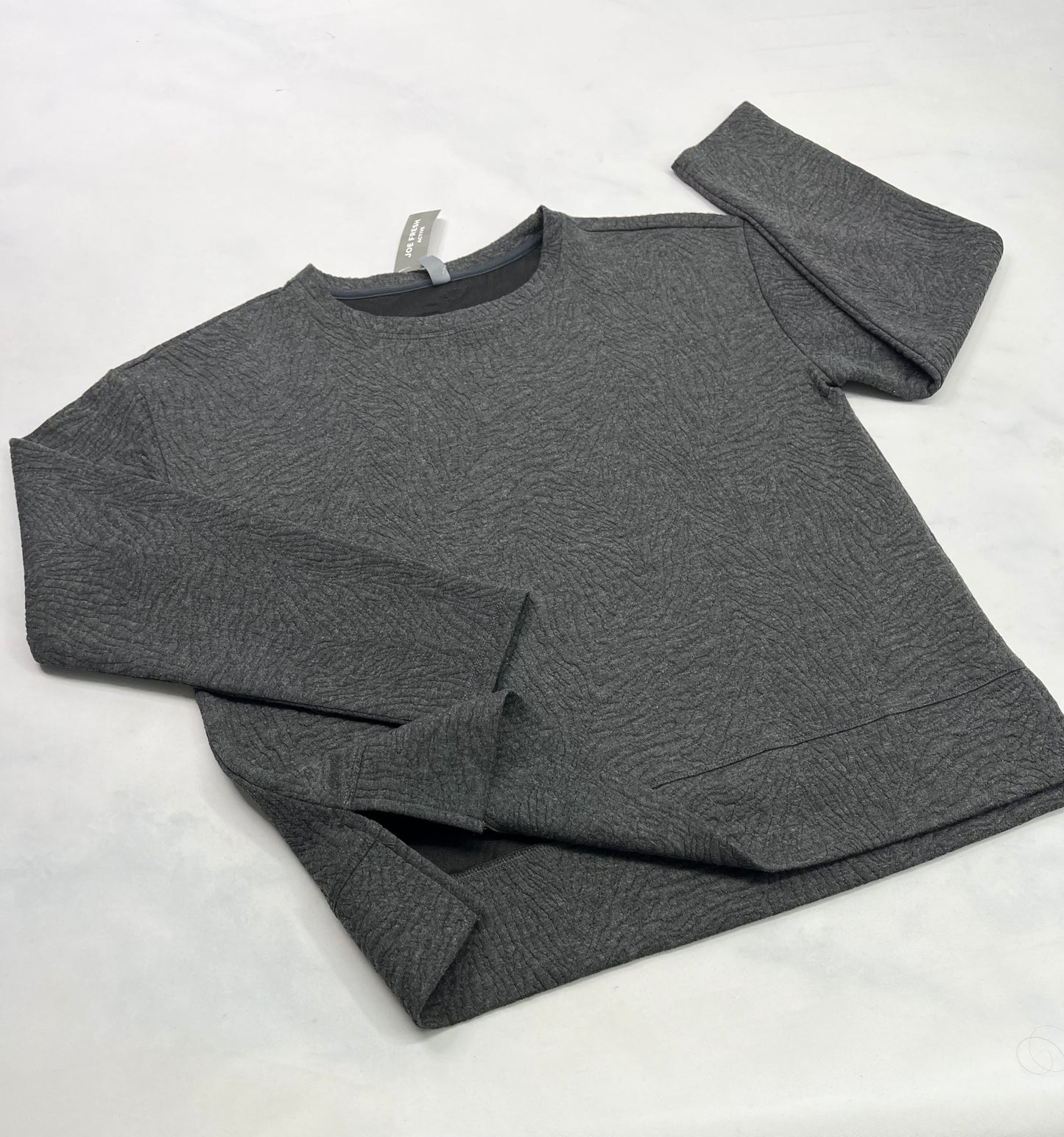 Manche longue : gris motif ton sur ton texturé M/ femme neuf !