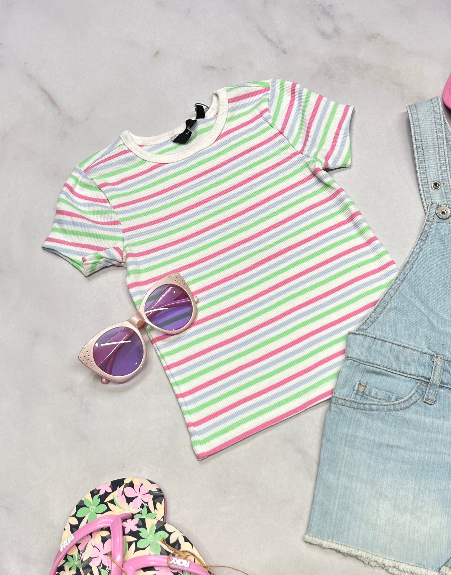 💕 Manche courte : RIB texturé stretch 4 ans fille neuf !