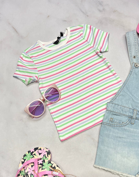 💕 Manche courte : RIB texturé stretch 4 ans fille neuf !