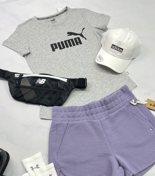 💜 Manche courte : Puma gris Small fit femme neuf !