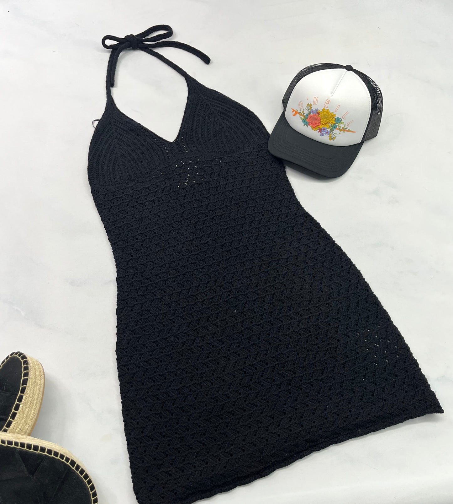 ☀️ Robe : cache maillot effet mailles  crocheter fait S/ femme neuve . Look hyper tendance ! Ajustable au cou .