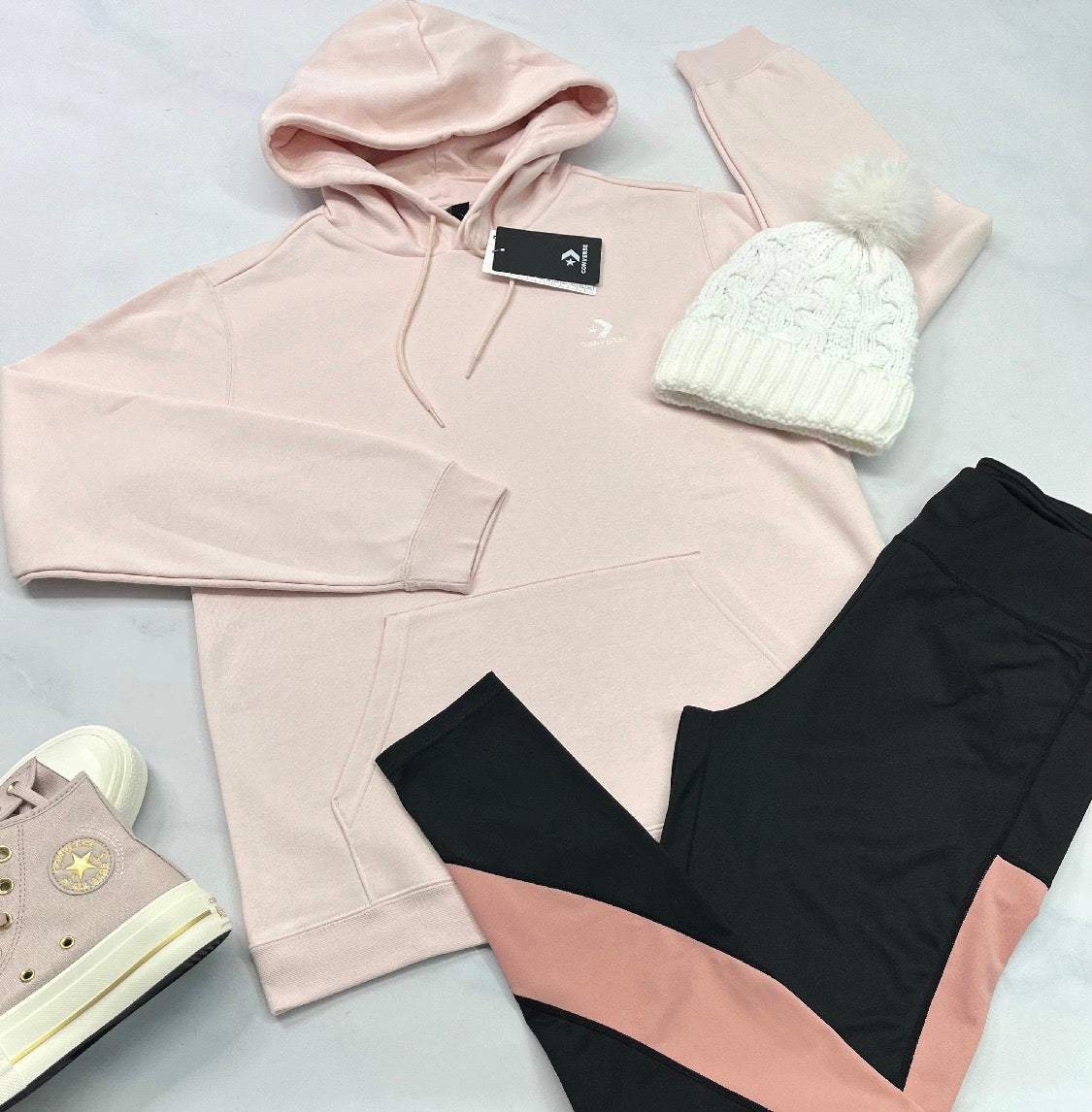 🌸 Cagoule Converse : en ouaté ROSE. L et 2XL femme coupe confo neuve !