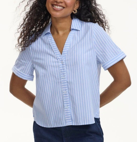 💙 Chemisier : Reitman bleu rayé blanc . Mi hanche M/ femme neuf !