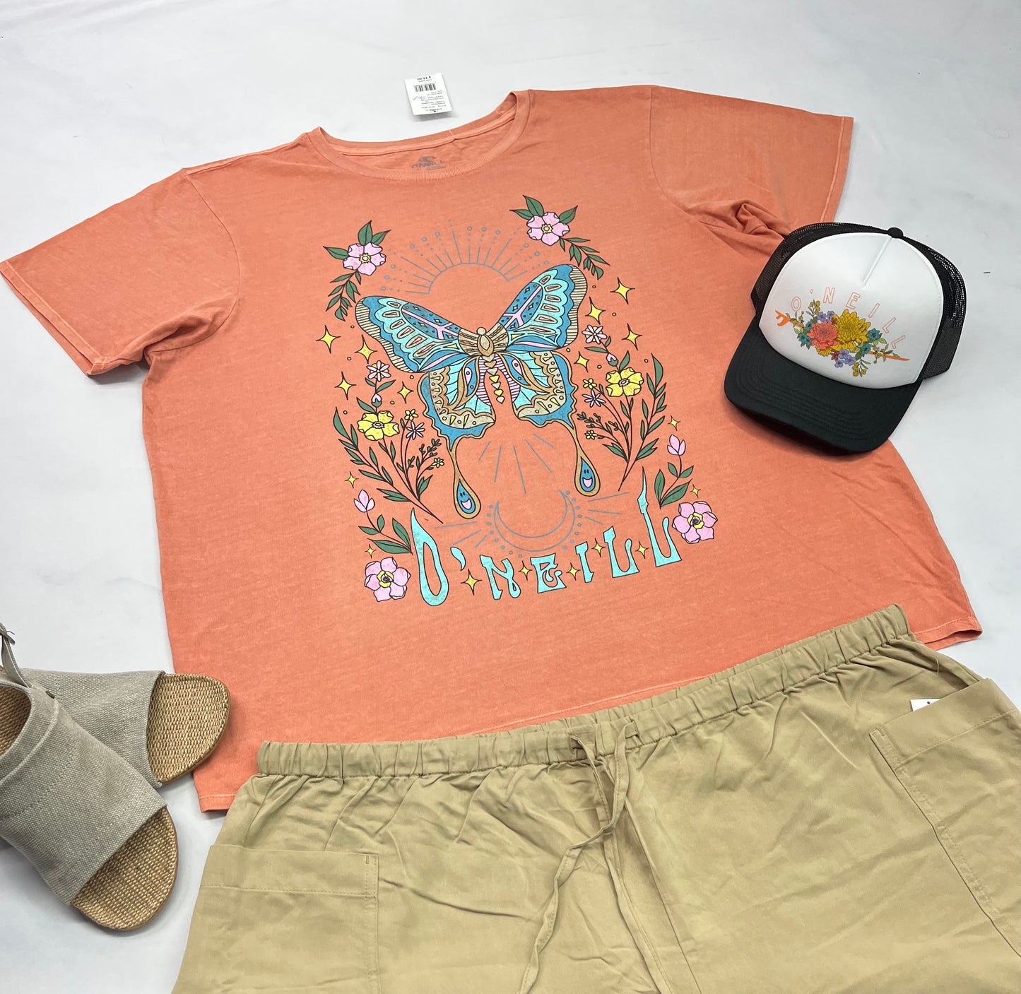 🌿 T-Shirt corail : O’Neill fait 2XL femme coupe relax neuf ! Encore + beau en vrai .