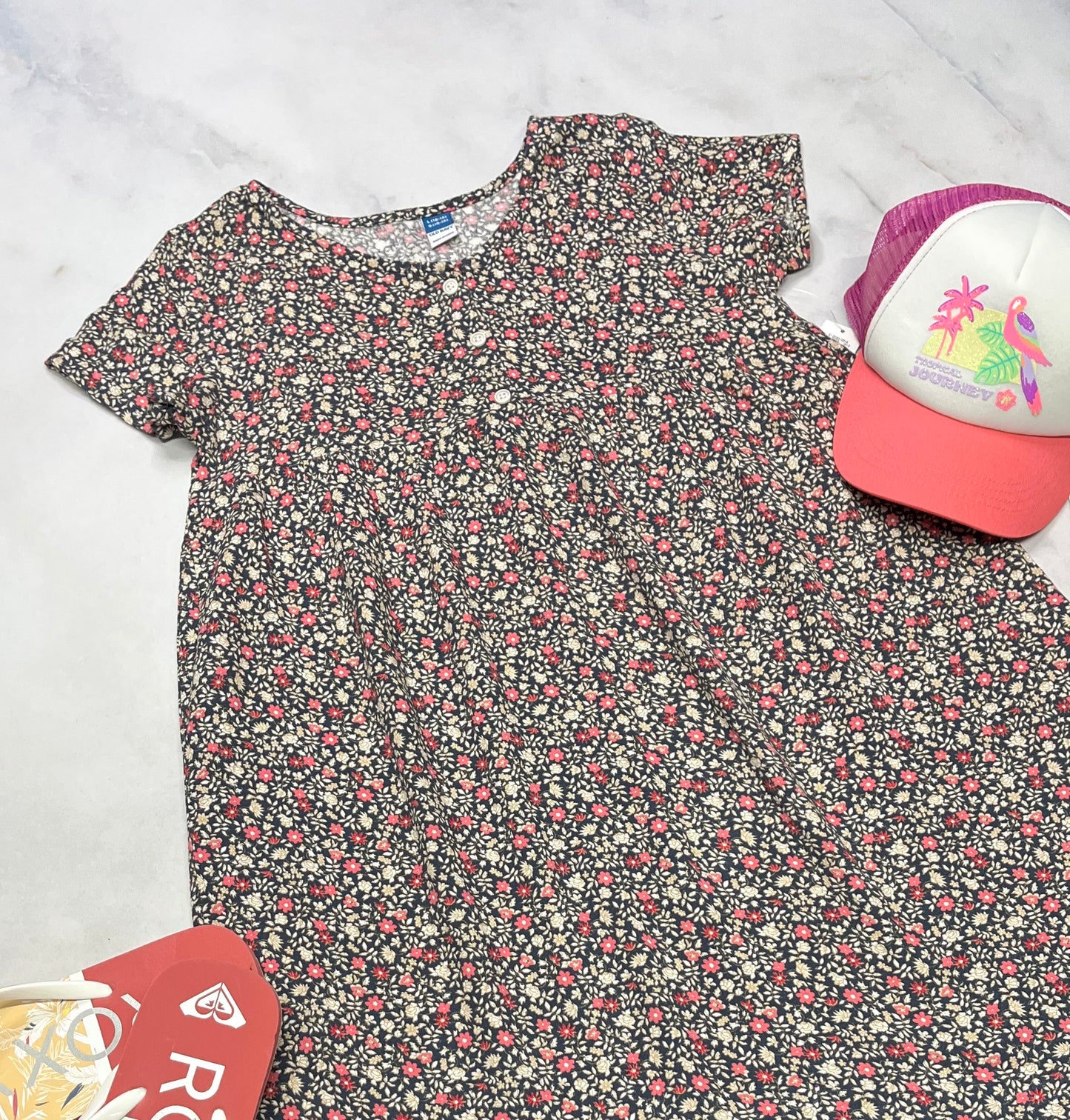 🌷 Robe fleurie : soft confo . 3 boutons en haut . Superbe . 10-12 ans fille neuve .