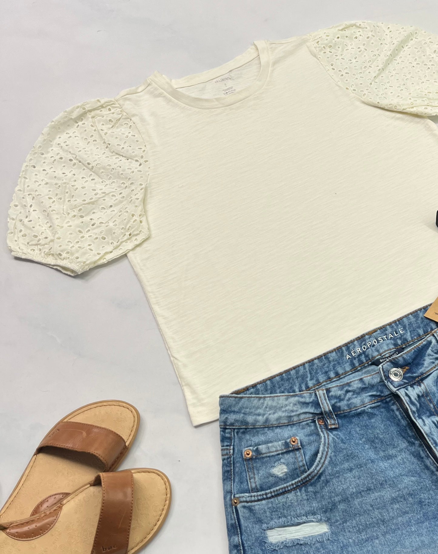 ☀️ Manche courte : crème avec manche en denteller Blum. L/ femme neuf ! Souple confo .