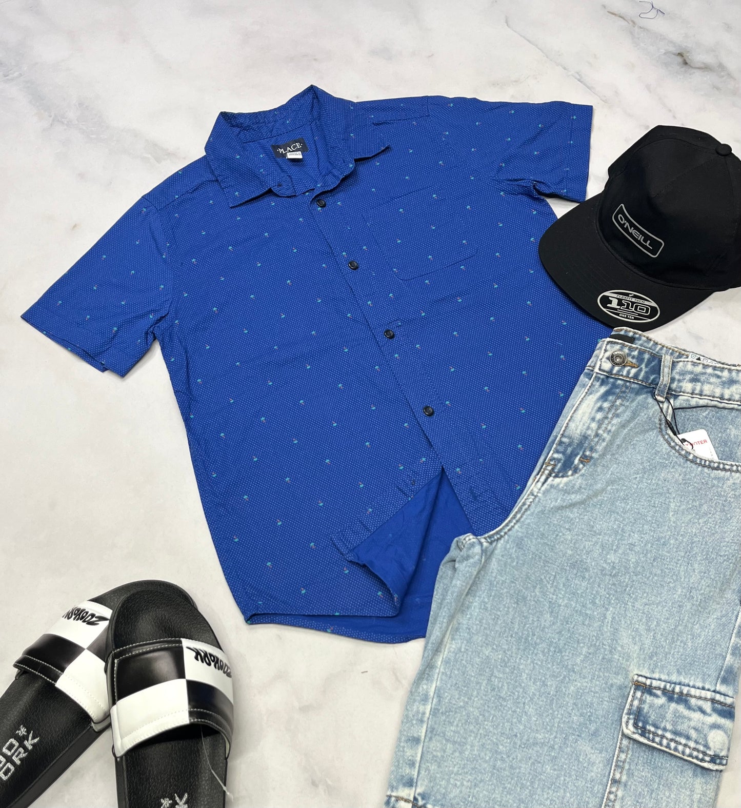 🌴 Chemise( mini motifs Palmier ): 14 ans garçon comme neuve !