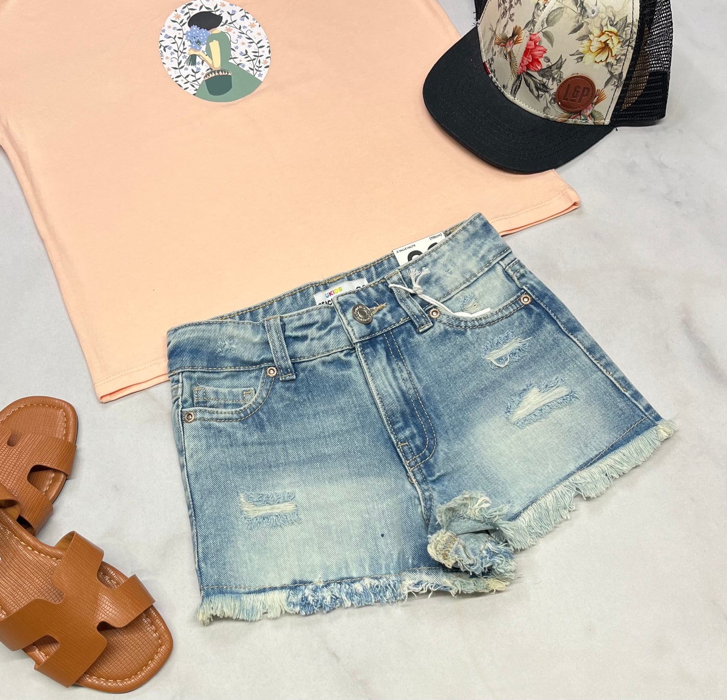 🌿 Short jeans : taille haute et ajustable 6 ans fille neuve !