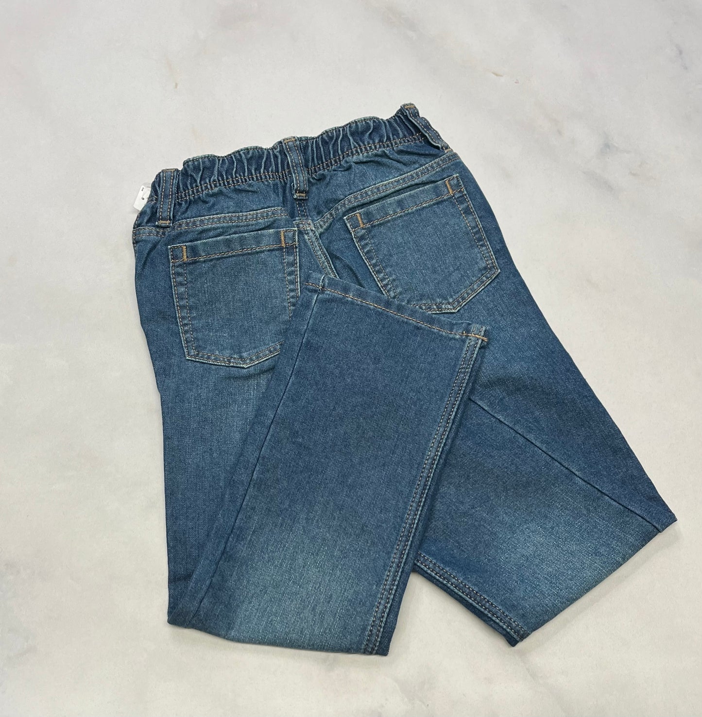 Jeans jambe droite taille élastique .