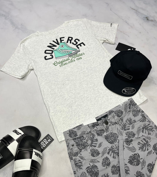 🌵 T-Shirt : Converse soft confo L(12-14 ans ) garçon . ( gris / beige ) Neuf !