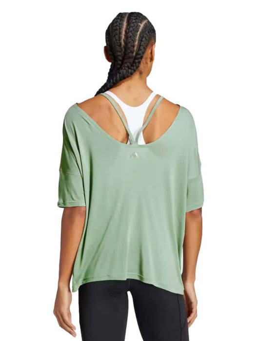 🌿Adidas manche courte : vert incroyable Small femme relax fit neuf ! Dos superbe !