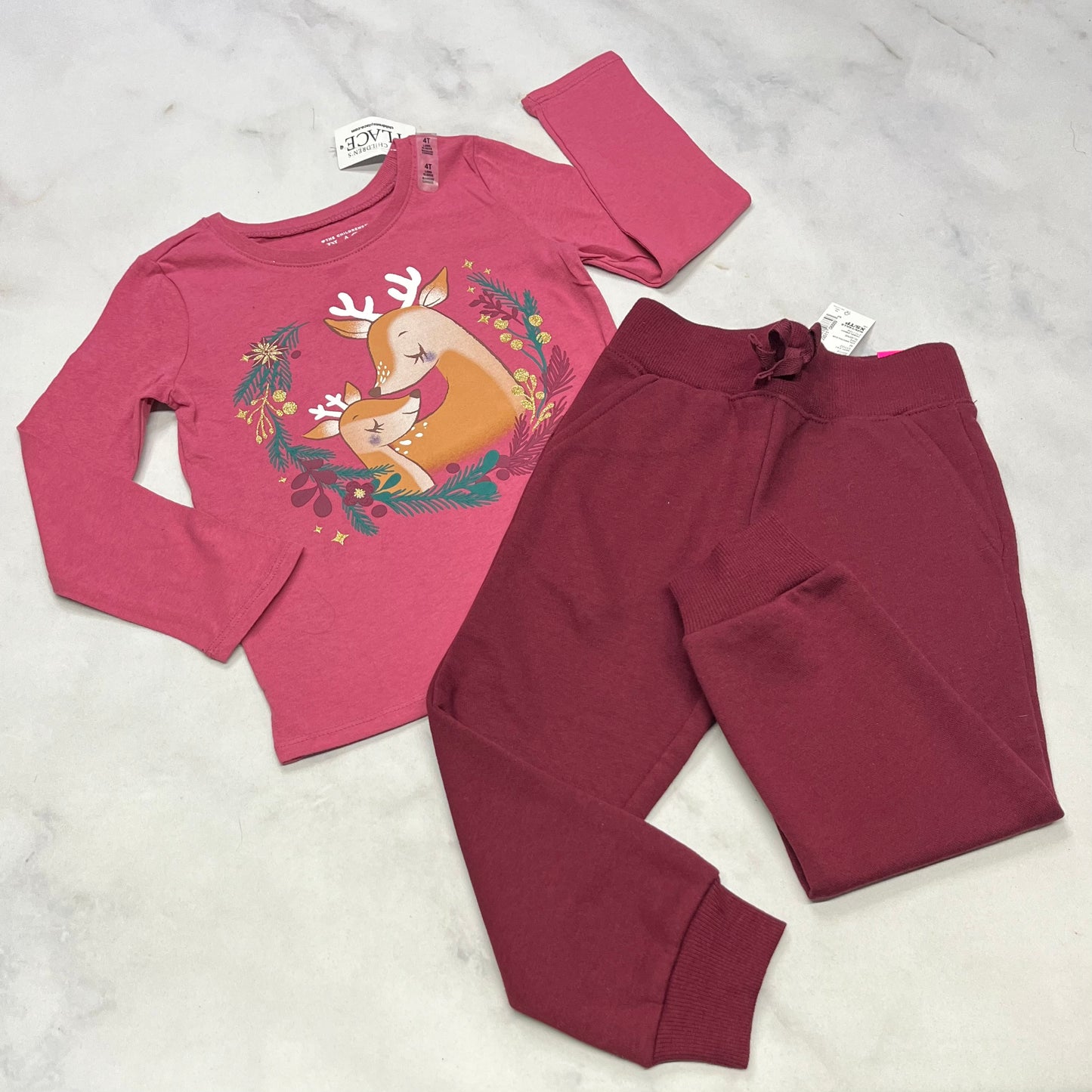 Duo 4 ans neuf! Manche longue rosé neuf! + Jog. Bourgogne rosé 4 ans neuf!