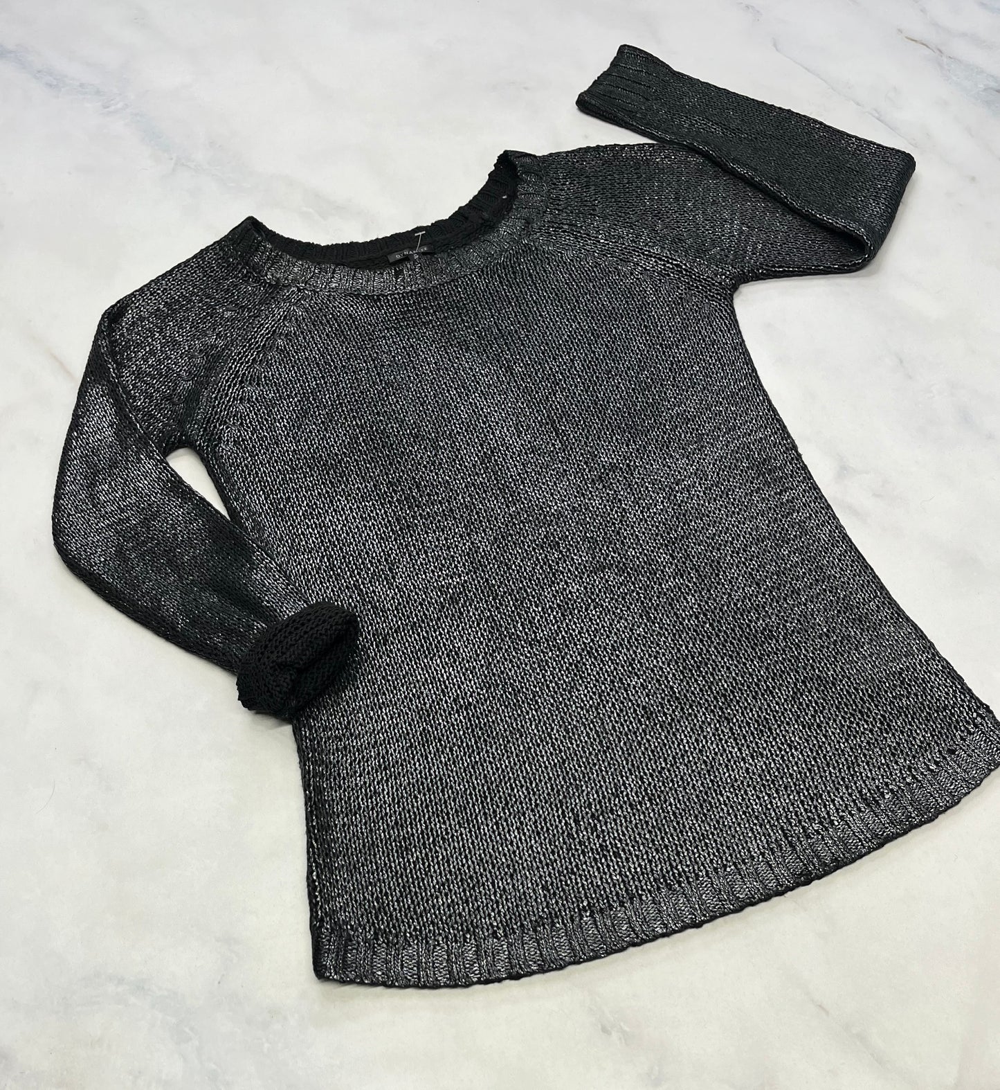 Dynamite : Beau tricot noir gris effet argenté M/ femme comme neuf ! Super stretch confo .