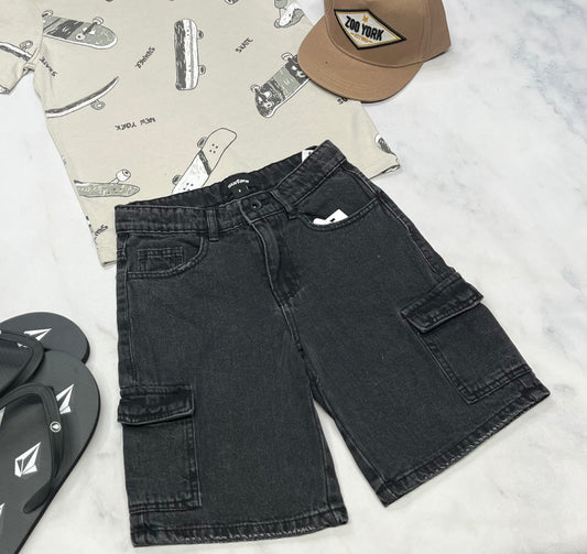🌵 Bermuda jeans : cargo 8 ans garçon neuf ! surface mou confo ajustable .