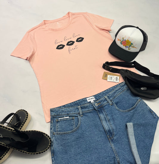 😍 Manche courte : Rose Tag XL ( + L-Xl) femme neuf !