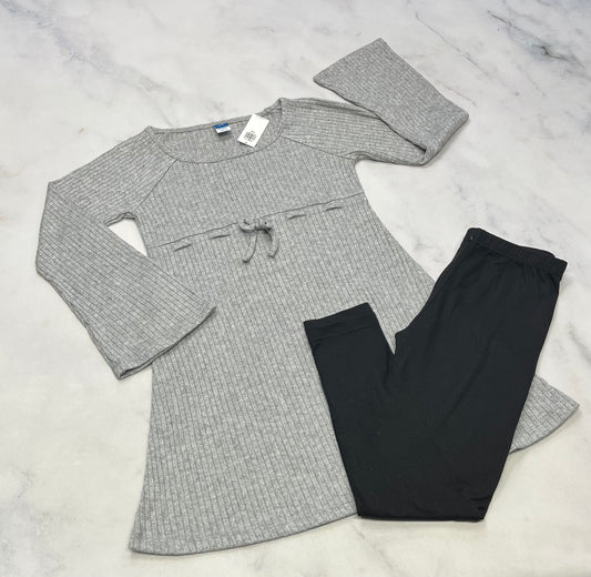 Duo : Robe grise en tricot brillant / argenté dans le tissu neuve ! 8 (7-8ans ) + Leg. 7-8 ans neuf !