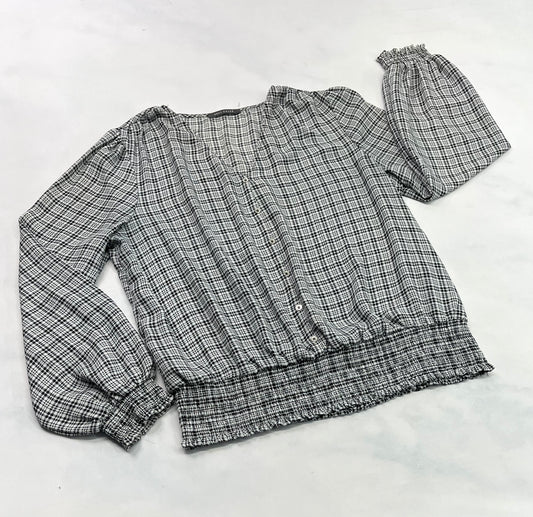 Reitman : Chemisier souple col V : look fausse boutonnière au devant . Comme neuve . S(6 ans ) femme . Coupe confo .