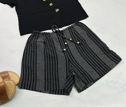 🌿 Short : look lin texturé incroyable ! Fait M/ femme . Neuve ! Avec cordon d’ajustement à la taille.
